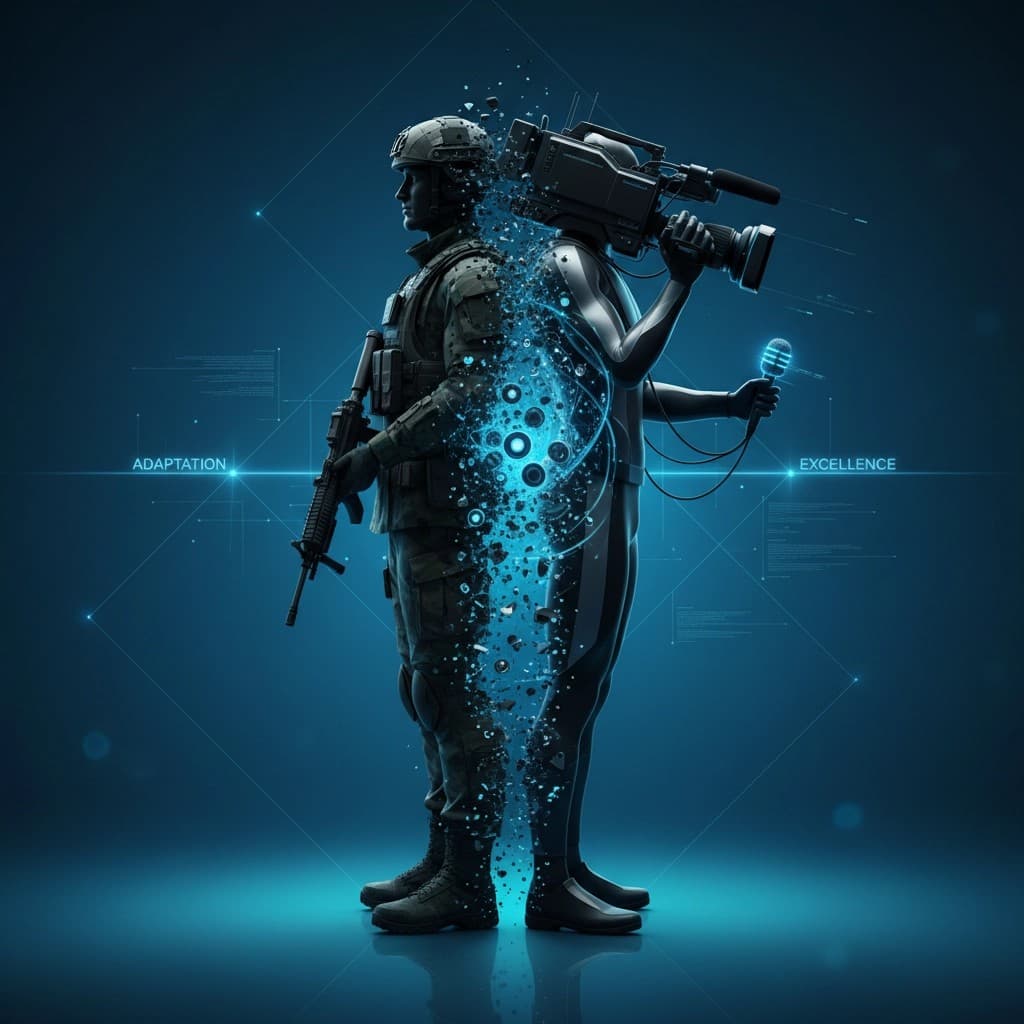 Veteran Career Transition Veteran transition to media careers - DoD SkillBridge program visual showing military to civilian career path